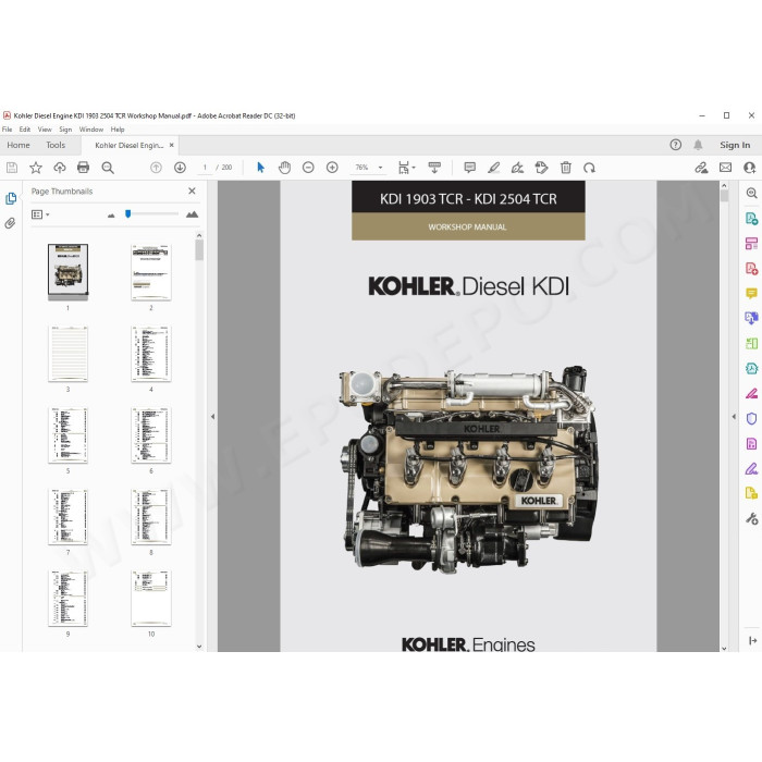 Kohler Diesel Engine KDI 1903 2504 TCR service manual